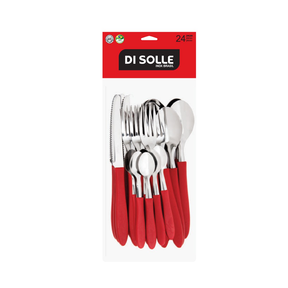 PACK CUBIERTOS 24 PIEZAS ROJO - 1