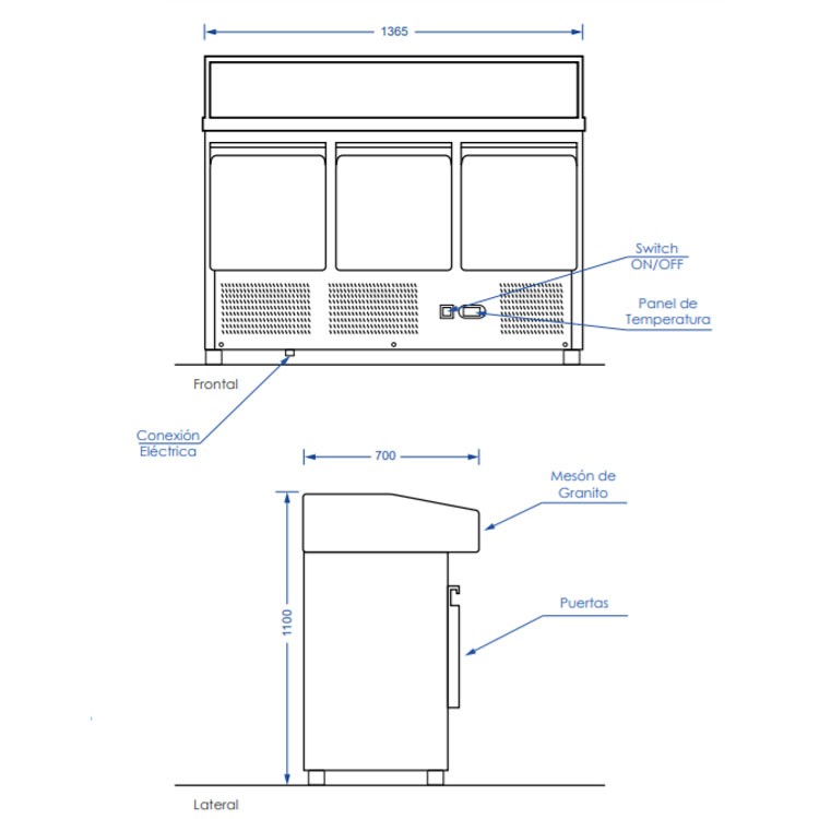 SALSERA IMAHE REFRIGERADA 3 PUERTAS MODELO ESL-3852 - 6