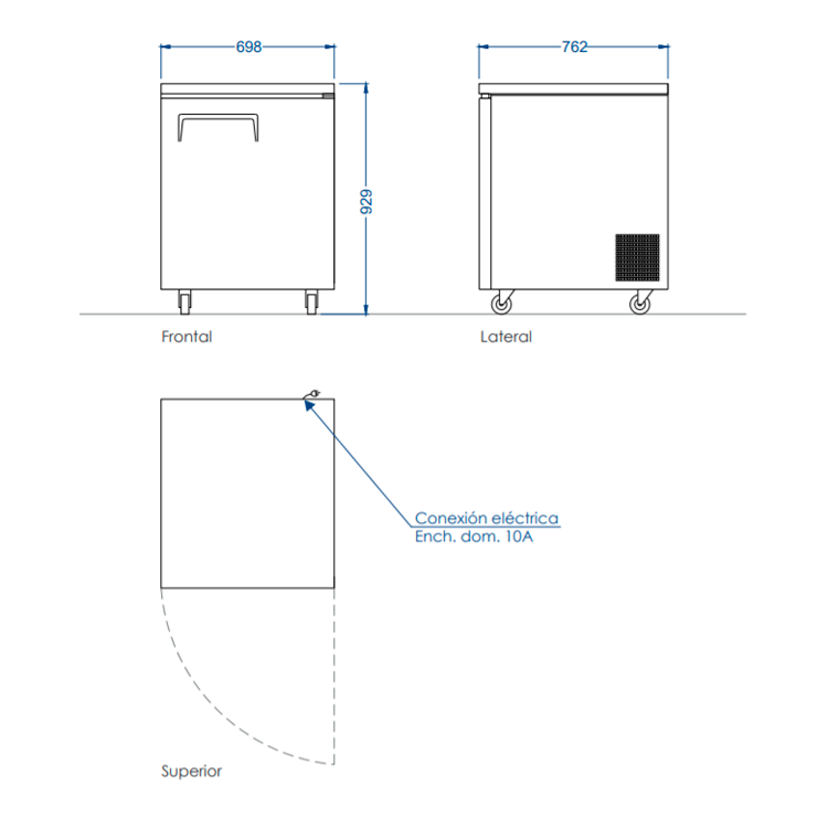 MESÓN CONGELADOR 1 PUERTA ACERO INOX. 184 LITROS - 7