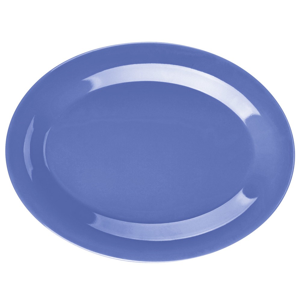 SET DE 3 PLATO OVALADO MELAMINA AZUL 30 X 23 CM - 1