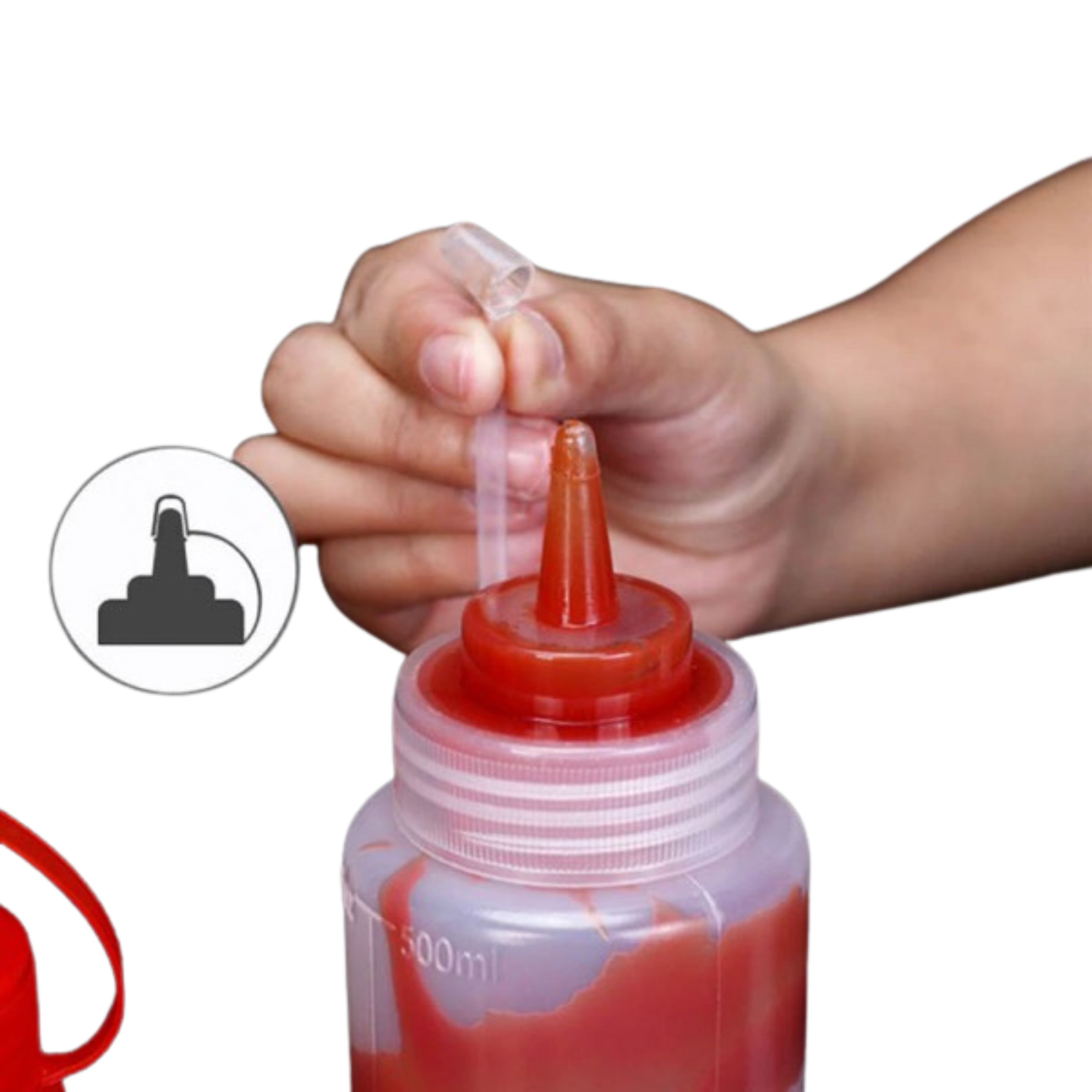SET DE 3 BOTELLA DISPENSADORA SALSA GRADUADA TRANSPARENTE 350ML - 6