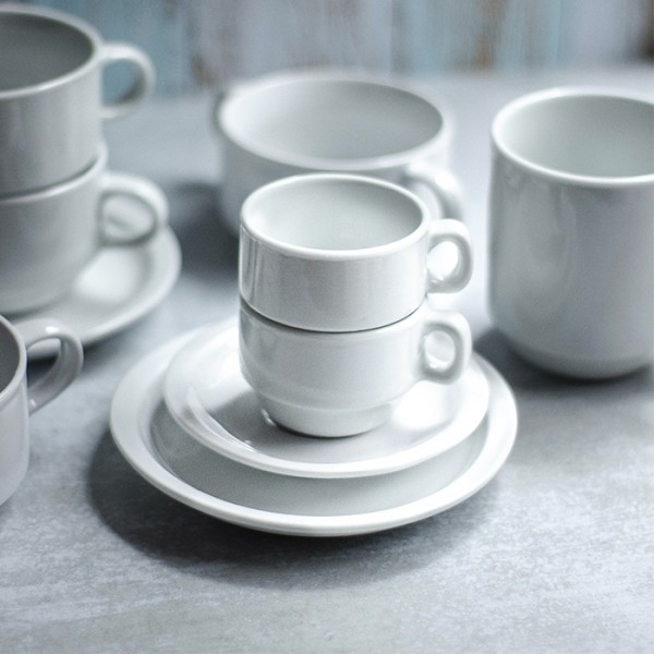 SET DE 12 TAZA CAFÉ 100CC CON PLATILLO APILABLE. LÍNEA TOWER - 3