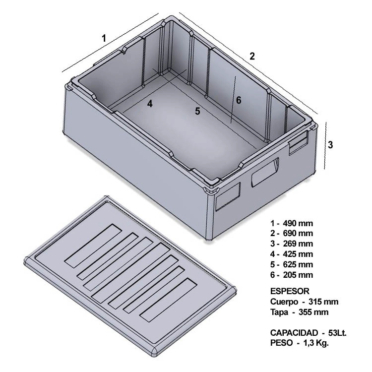 CONTENEDOR ISOTERMICO EPP 60X40 X 20 CMS - 6
