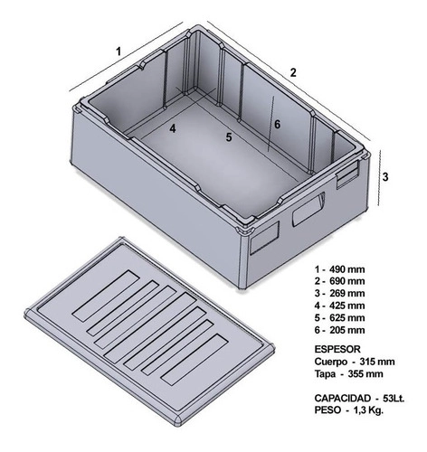 CONTENEDOR ISOTERMICO EPP 60X40 X 20 CMS - 7