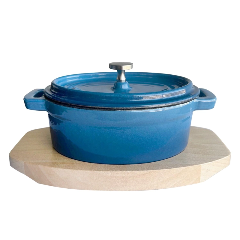 MINI OLLA HIERRO ENLOZADO OVALADA AZUL 15.5X9.2X4.8 CM - 1