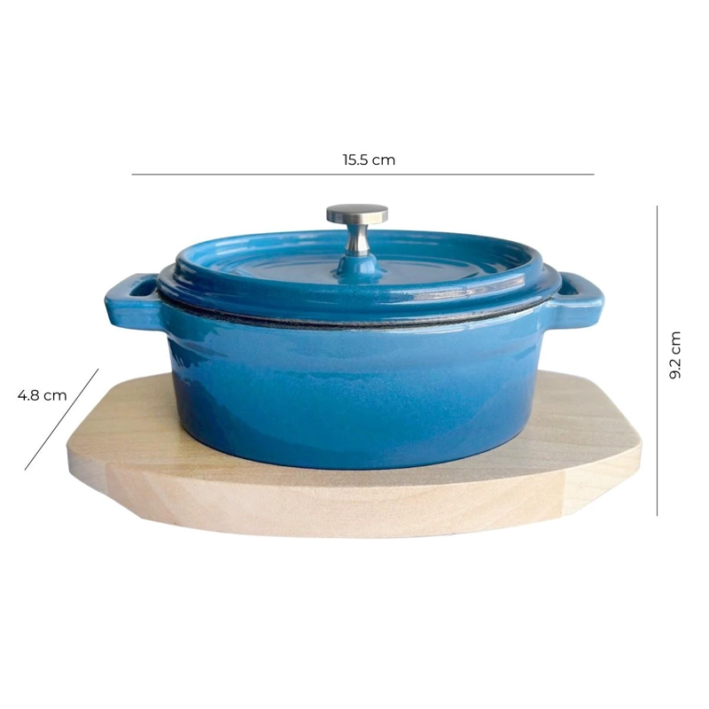MINI OLLA HIERRO ENLOZADO OVALADA AZUL 15.5X9.2X4.8 CM - 9