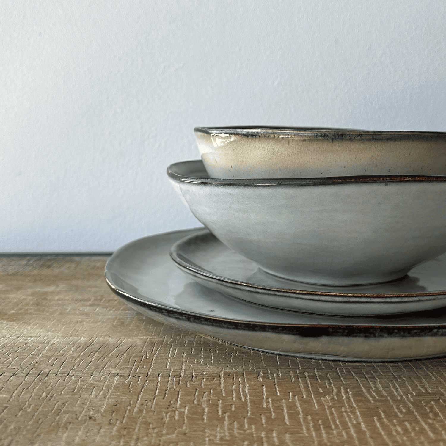 SET DE 6 PLATO REDONDO CERAMICA TIPO GRES 21CM - 4