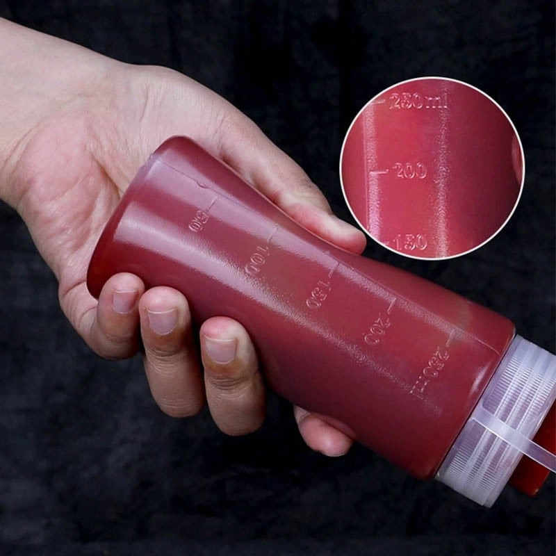 SET DE 2 BOTELLAS DISPENSADORA SALSA GRADUADA TRANSPARENTE 600ML - 5