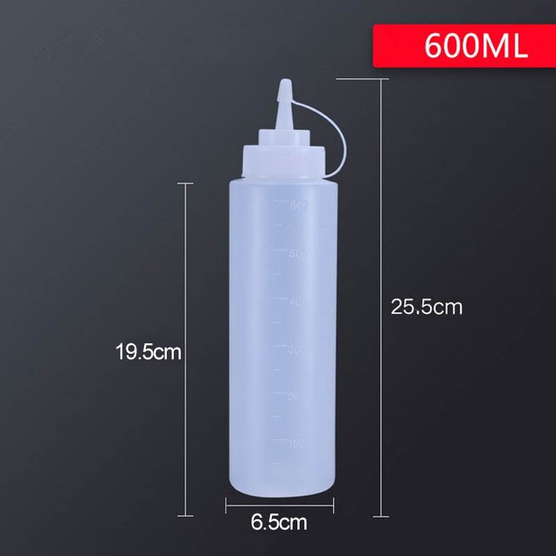 SET DE 2 BOTELLAS DISPENSADORA SALSA GRADUADA TRANSPARENTE 600ML - 6