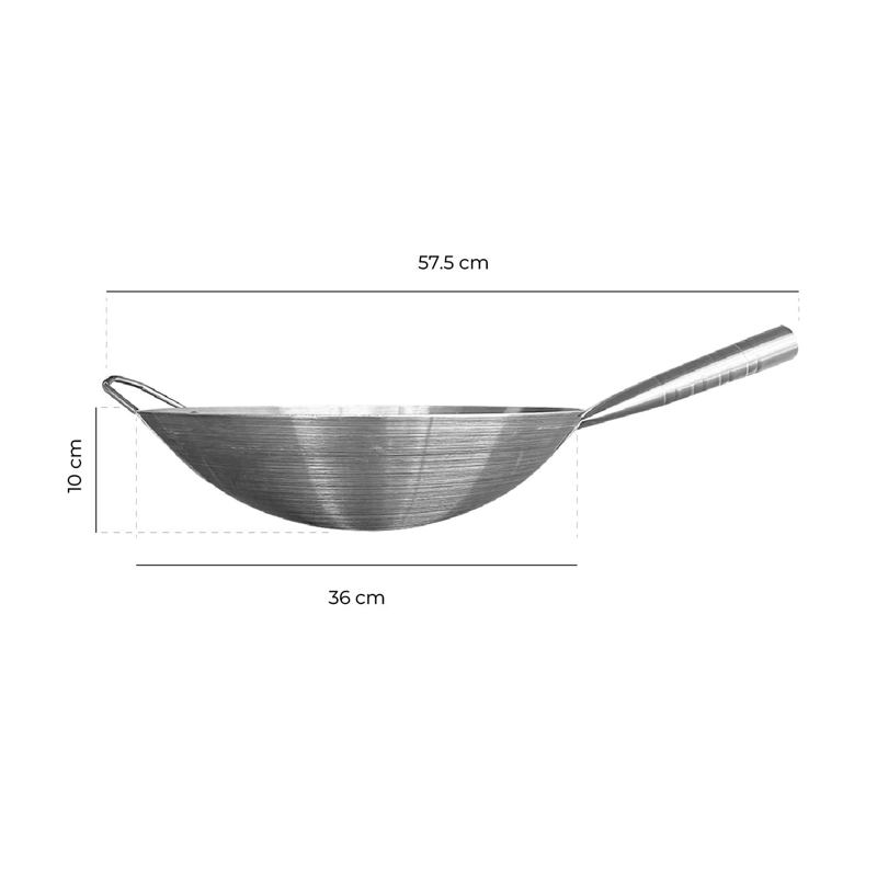 WOK ACERO INOX CON MANGO Y AZA 36 CM - 7