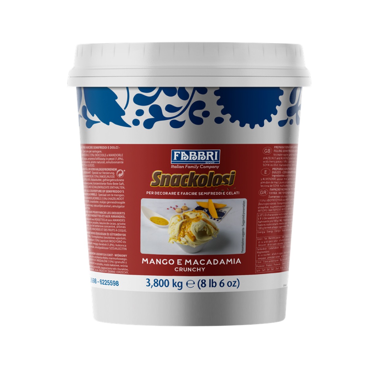 SNACKOLOSI MANGO Y MACADAMIA CRUNCHY 3.8 KG - FABBRI - 1