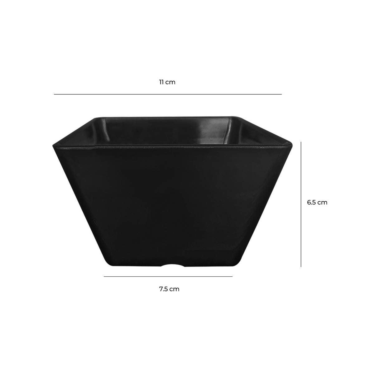 POCILLO CÓNICO CUADRADO EN COLOR NEGRO 11 CM - 5