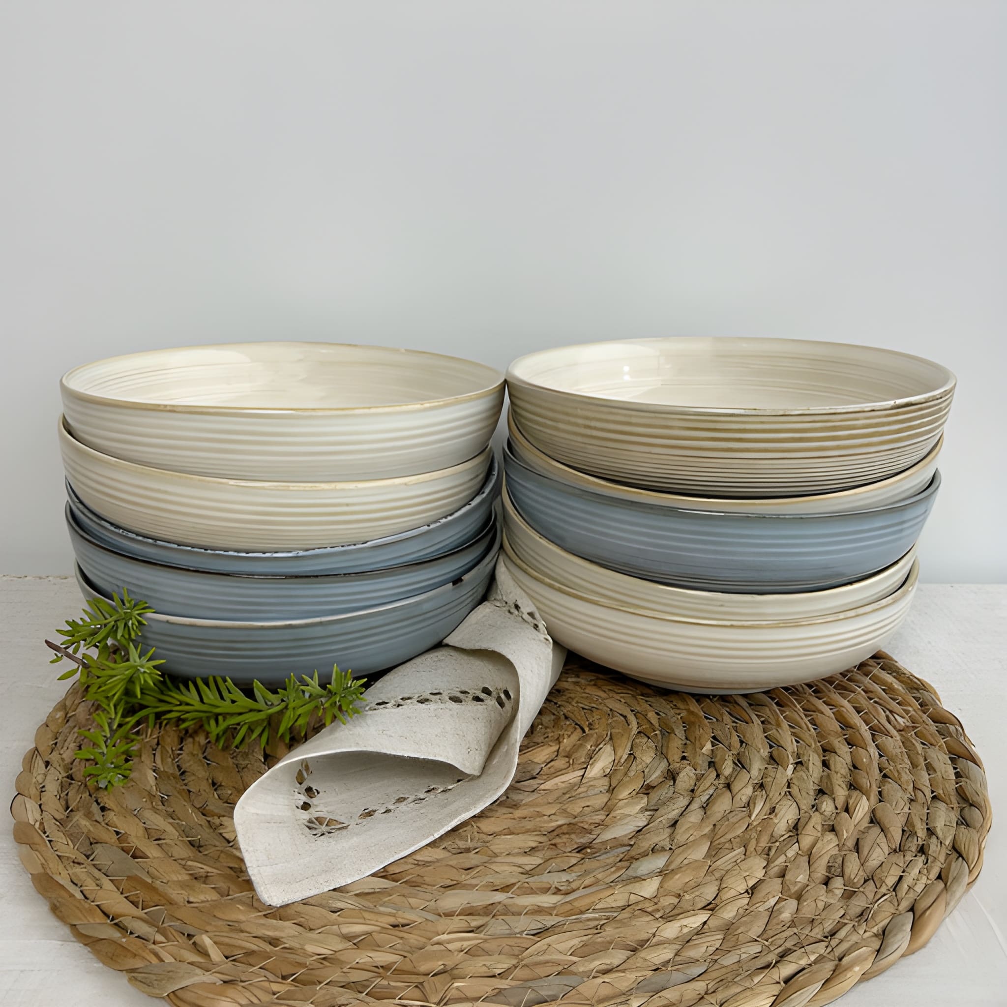 SET DE 6 BOWL REDONDO CERAMICA AZUL 17.5X5 CM - 4