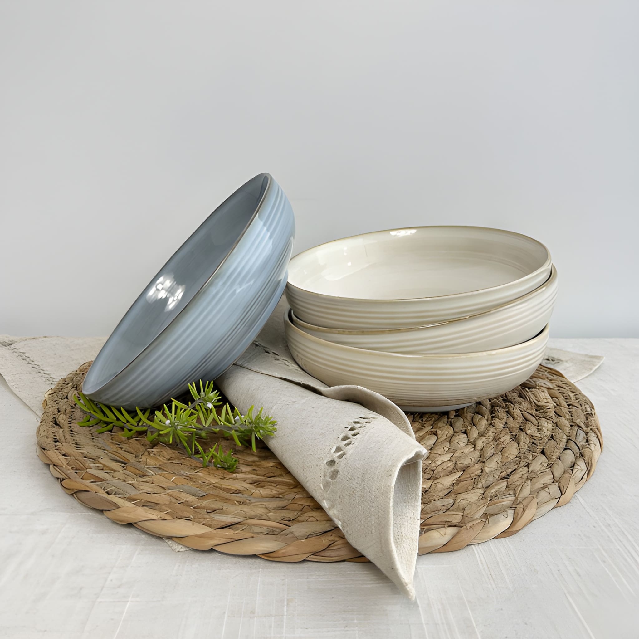 SET DE 6 BOWL REDONDO CERAMICA AZUL 17.5X5 CM - 5