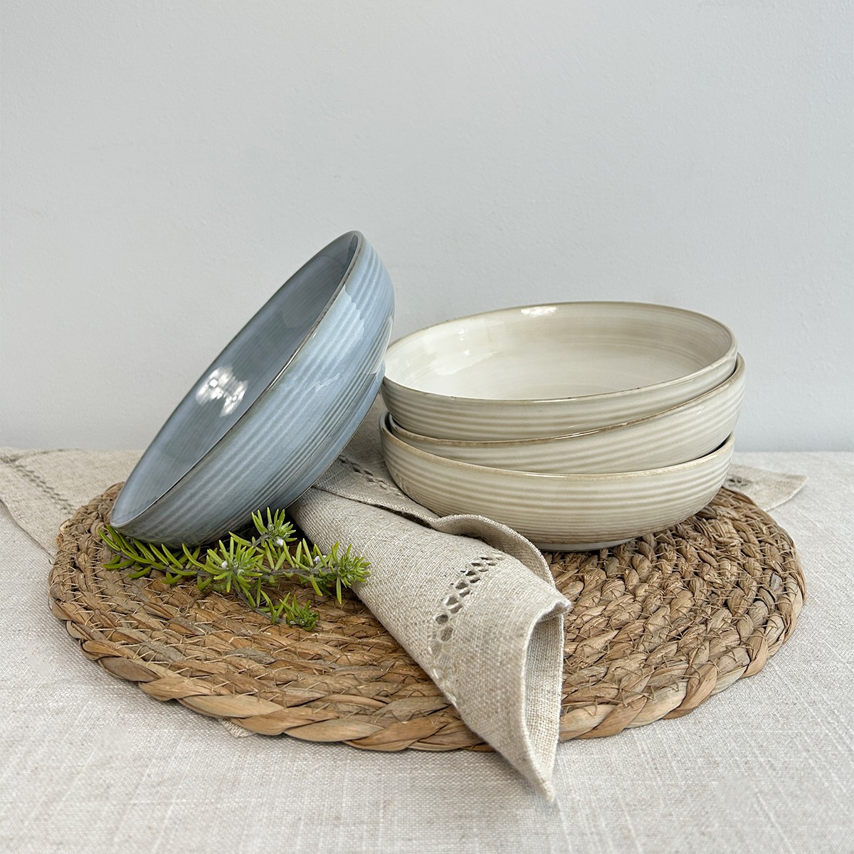 SET DE 6 BOWL REDONDO CERÁMICA BEIGE 17.5X5 CM - 2