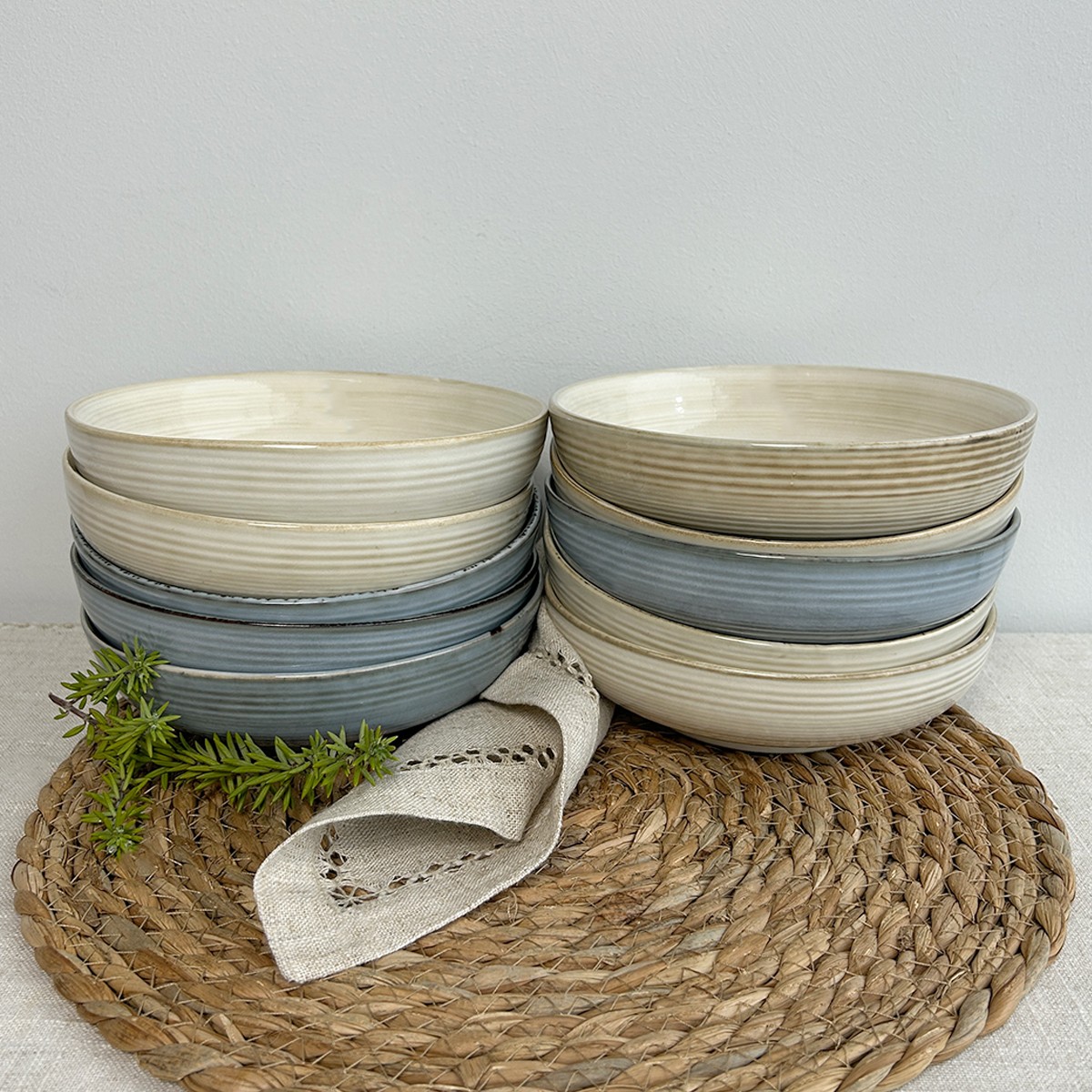 SET DE 6 BOWL REDONDO CERÁMICA BEIGE 17.5X5 CM - 5