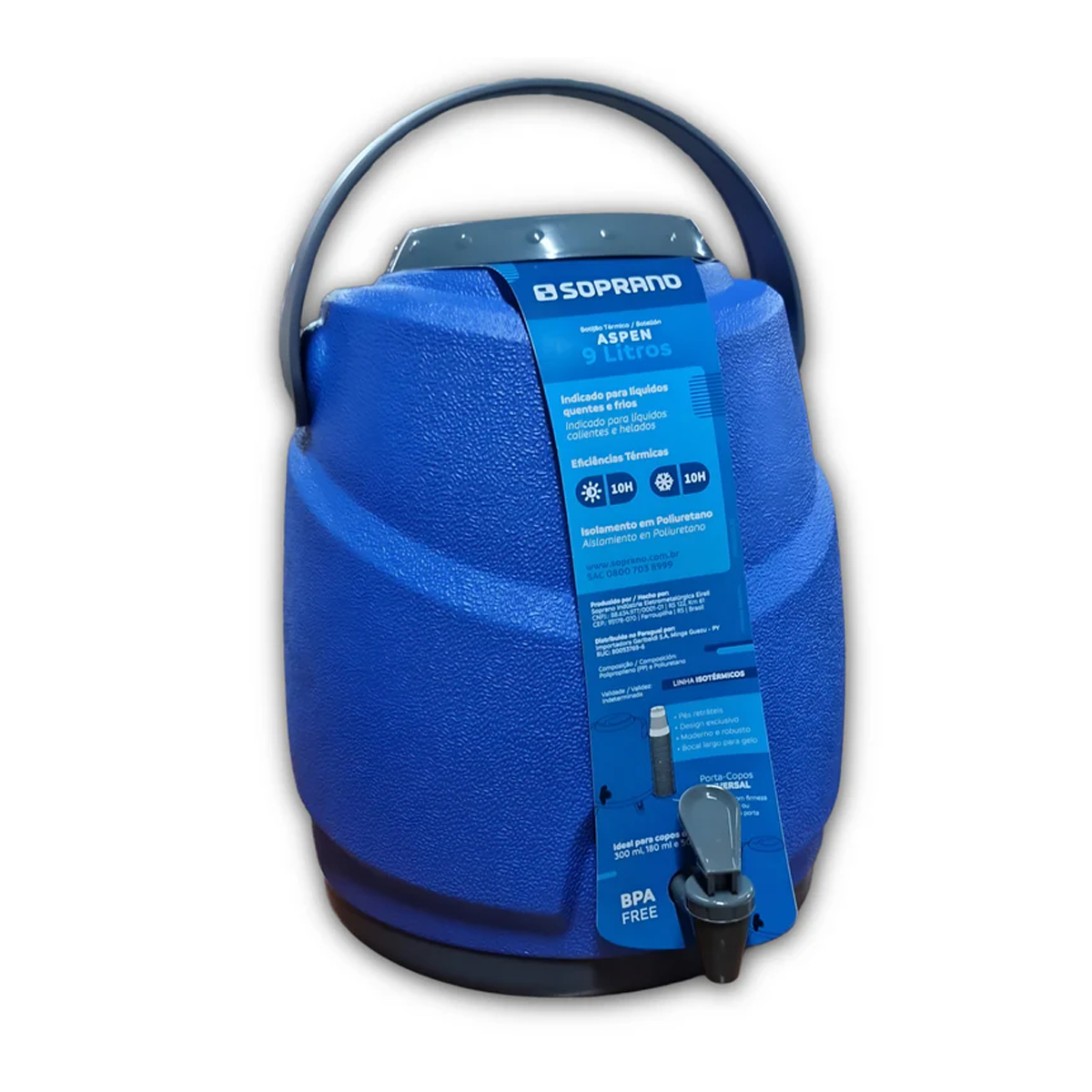 TERMO DISPENSADOR TÉRMICO ASPEN 12 LITROS CAMPING SOPRANO COLOR AZUL - 6