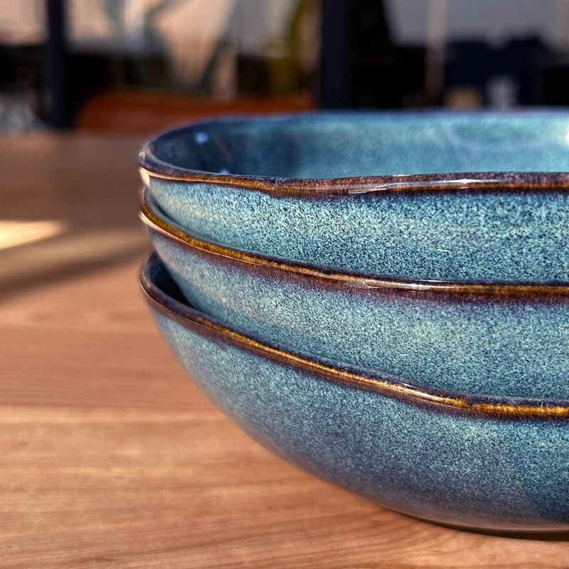 SET 6 BOWL REDONDO CERAMICA AZUL 18X5 CM LINEA EFES - 4