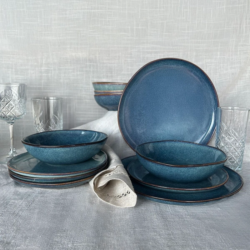 SET 6 BOWL REDONDO CERAMICA AZUL 18X5 CM LINEA EFES - 7