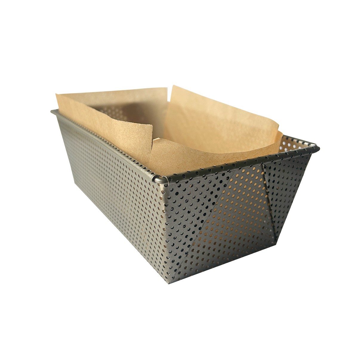 MOLDE PAN CLÁSICO MICRO PERFORADO 21X11.5X7.5 CM + PACK DE PAPEL ANTIADHERENTE - 1