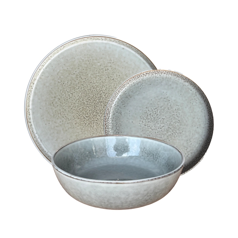 SET VAJILLA 18 PIEZAS CERAMICA GRIS LINEA OSLO - 1