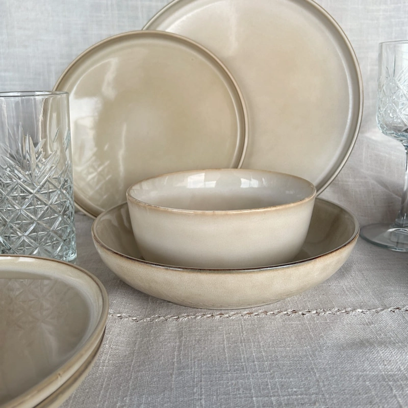 SET VAJILLA 24 PIEZAS CERAMICA BEIGE LINEA OSLO - ( TIPO GRES ) - 6