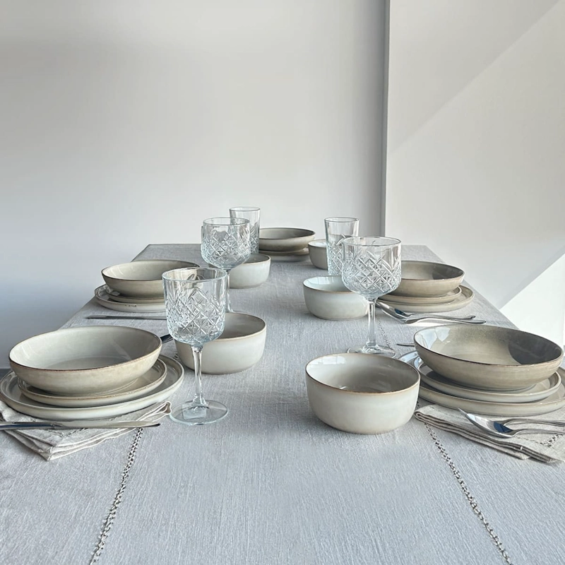 SET VAJILLA 24 PIEZAS CERAMICA BEIGE LINEA OSLO - ( TIPO GRES ) - 7