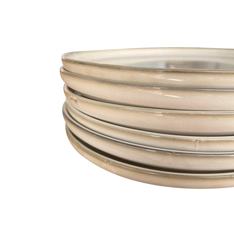 SET 6 PLATOS REDONDO CERAMICA 26.5 CM BEIGE LINEA OSLO - 5