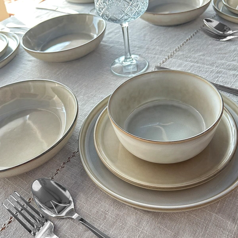 SET 6 BOWL REDONDO CERAMICA 15.5X6.5CM BEIGE LINEA OSLO - 2