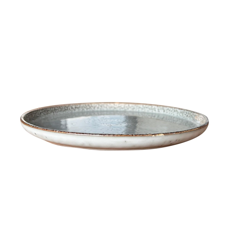 SET 6 PLATOS REDONDO CERAMICA 22 CM GRIS LINEA OSLO - 3