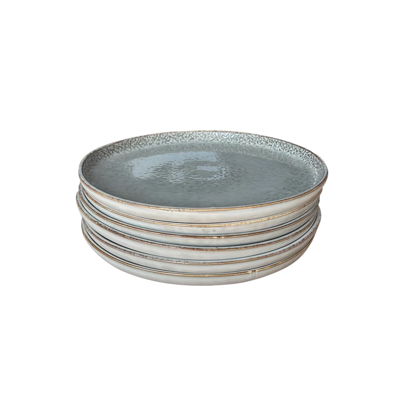 SET 6 PLATOS REDONDO CERAMICA 22 CM GRIS LINEA OSLO - 8
