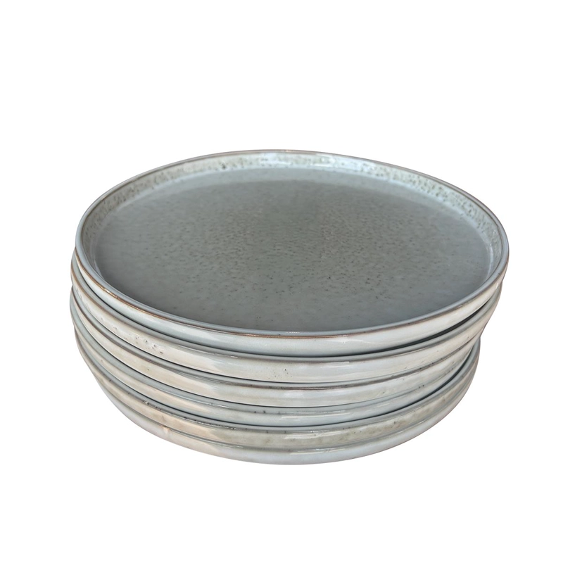 SET 6 PLATOS REDONDO CERAMICA 27 CM GRIS LINEA OSLO - 7