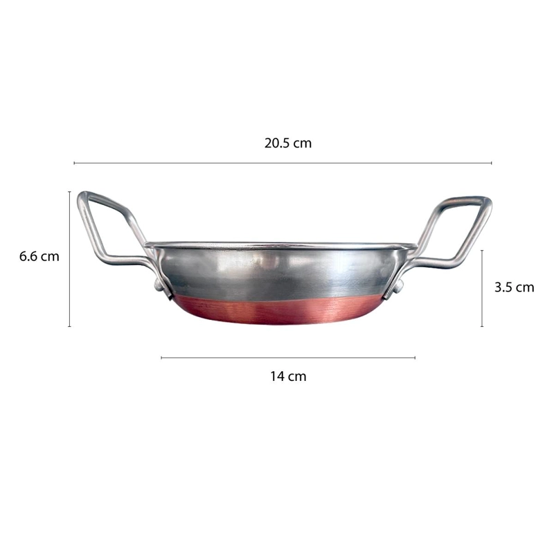 PAILAS DE ACERO CON OREJAS BASE DE COBRE DE 16 CM - 4