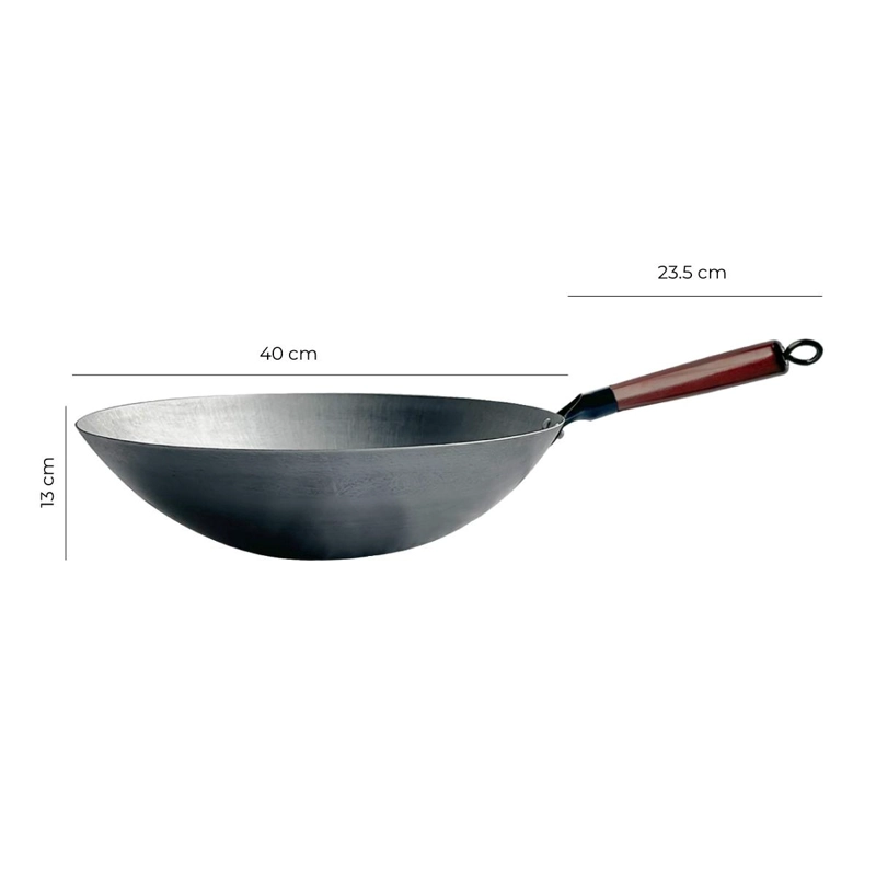 WOK DE HIERRO CONCAVO CON MANGO 40 CM - 8