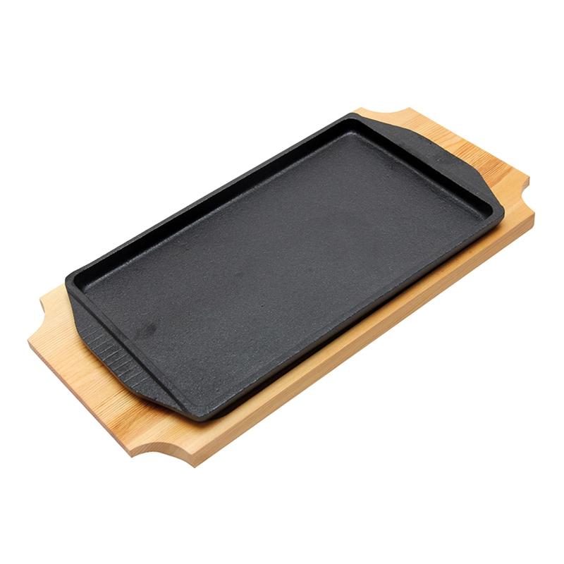 PLATO HIERRO RECTANGULAR CON BASE MADERA 20X11.4X1.6 CM - 1