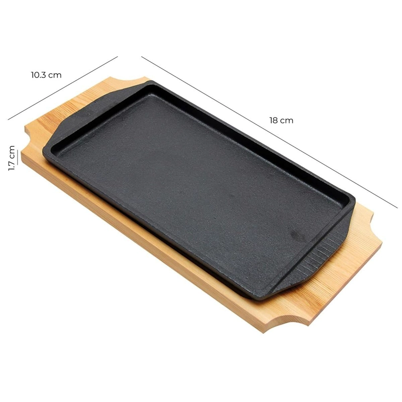 PLATO / BANDEJA HIERRO RECTANGULAR CON BASE MADERA 18X10.3X1.7 CM - 4