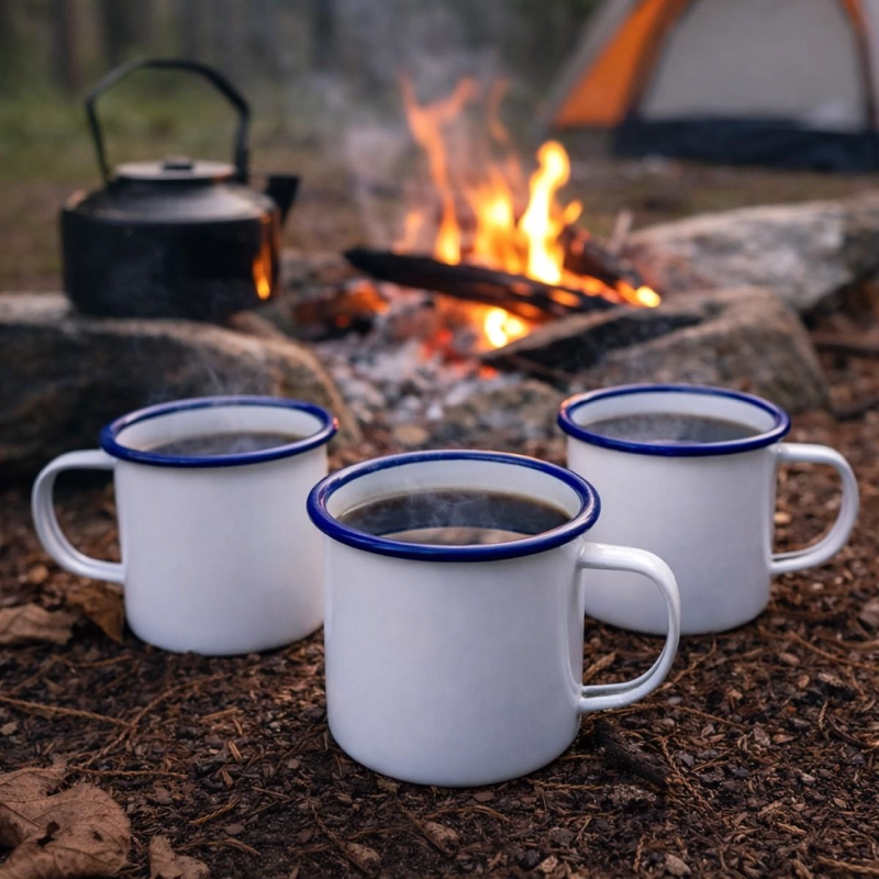 SET DE 4 MUG ENLOZADO BLANCO 500 ML - 3