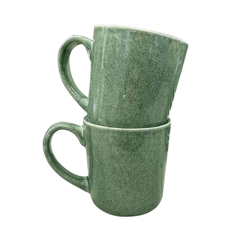 SET DE 6 MUG 400 ML CERAMICA VERDE LINEA RUSTICA - 5
