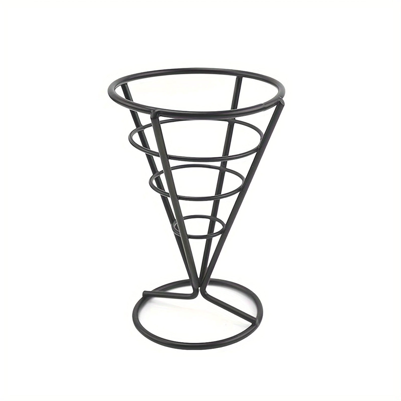 CONO ALAMBRE NEGRO CON BASE PARA PAPAS FRITAS DIA 10X15 CM - 1