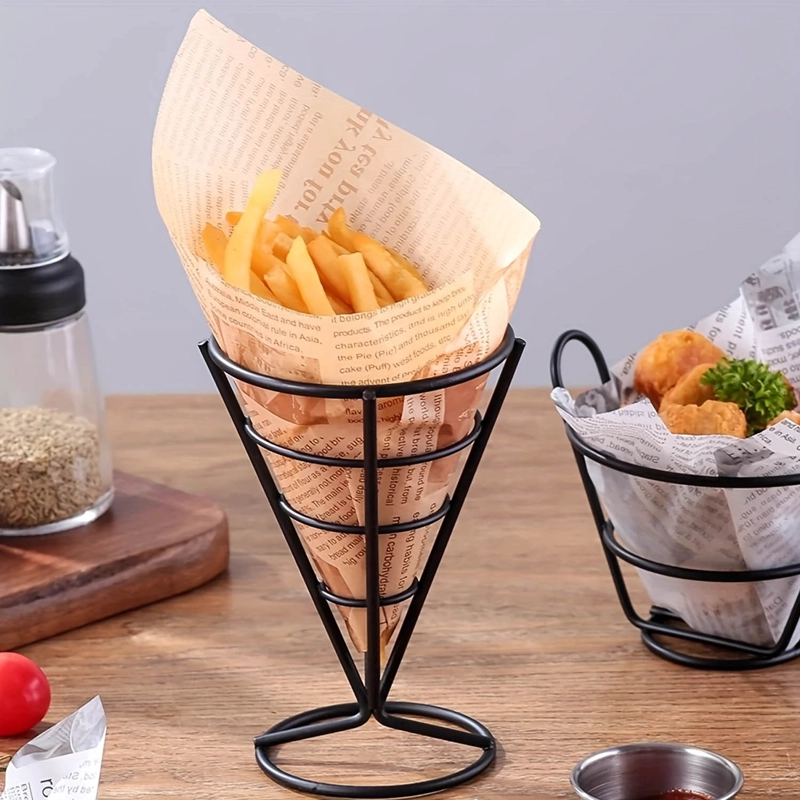 CONO ALAMBRE NEGRO CON BASE PARA PAPAS FRITAS DIA 10X15 CM - 2