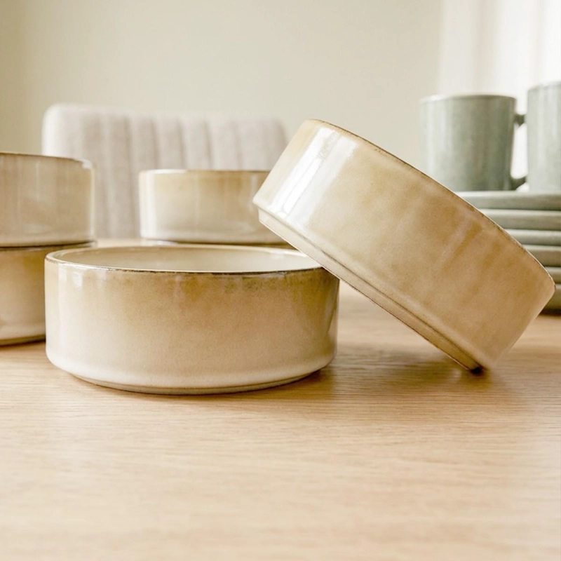 SET DE 6 BOWL REDONDO CERAMICA 14 X 5.5 CM BEIGE LINEA RUSTICA - 3