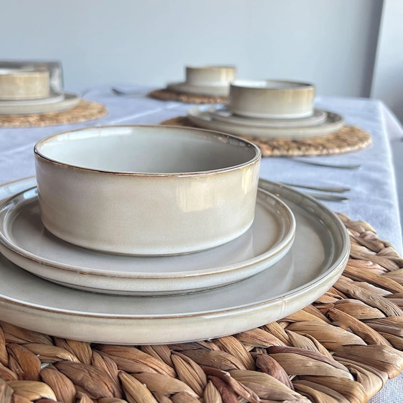 SET DE 6 BOWL REDONDO CERAMICA 14 X 5.5 CM BEIGE LINEA RUSTICA - 7