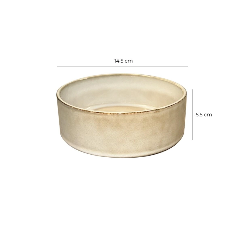 SET DE 6 BOWL REDONDO CERAMICA 14 X 5.5 CM BEIGE LINEA RUSTICA - 8