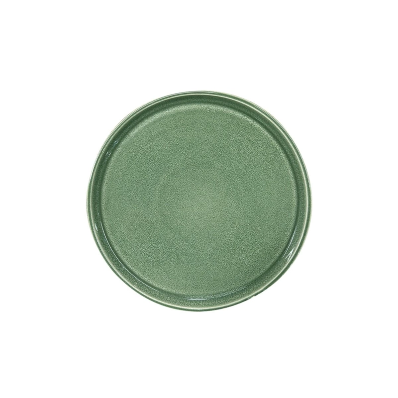 SET DE 6 PLATO REDONDO CERAMICA 21 CM VERDE LINEA RUSTICA - 1