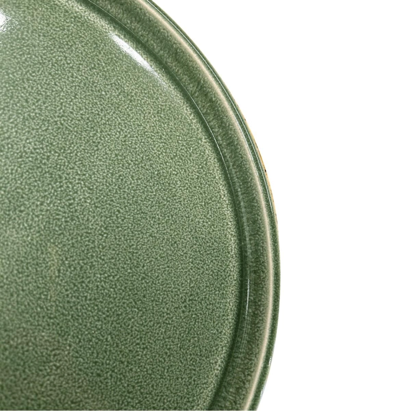 SET DE 6 PLATO REDONDO CERAMICA 21 CM VERDE LINEA RUSTICA - 5