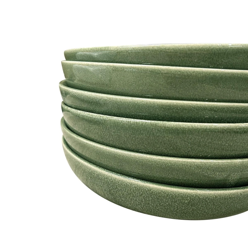 SET DE 6 BOWL REDONDO CERAMICA 21.8 X 4.5 CM VERDE LINEA RUSTICA - 7
