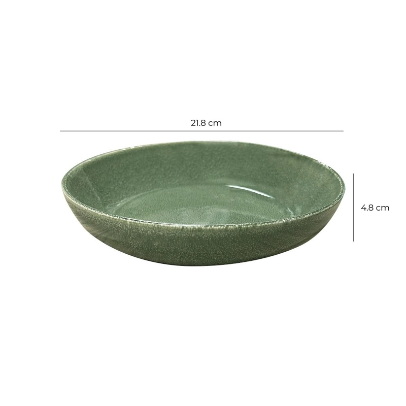 SET DE 6 BOWL REDONDO CERAMICA 21.8 X 4.5 CM VERDE LINEA RUSTICA - 8