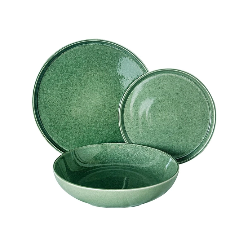 SET VAJILLA 18 PIEZAS CERAMICA VERDE LINEA RUSTICA - 1