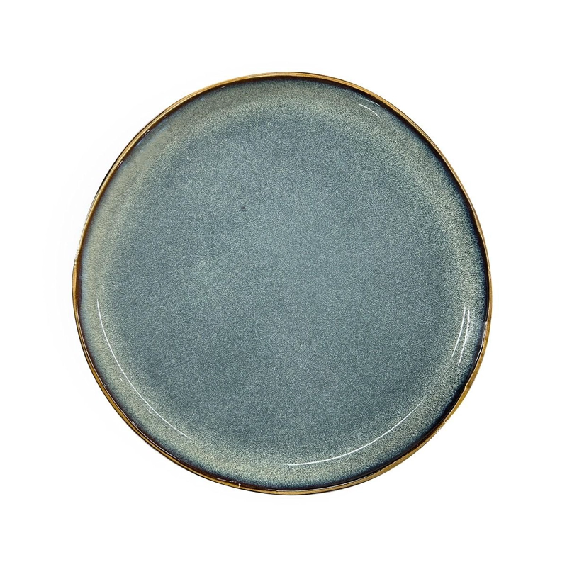 SET DE 6 PLATO REDONDO CERAMICA 26 CM AZUL GRAFITO LINEA RUSTICA - 1