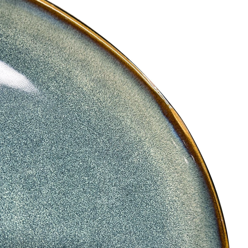 SET DE 6 PLATO REDONDO CERAMICA 26 CM AZUL GRAFITO LINEA RUSTICA - 6